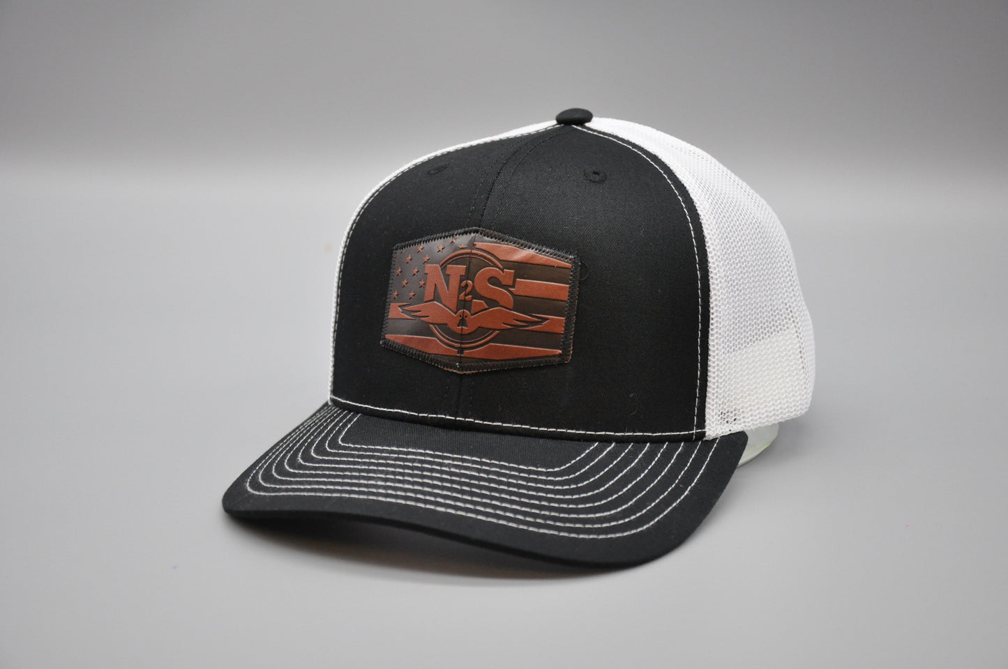 N2S American Flag Leather Patch Richardson 112 Trucker Hat
