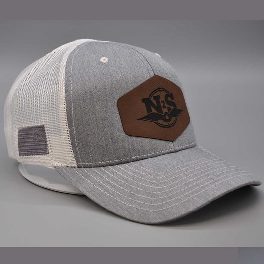 9 Line grey/white leather angry duck patch